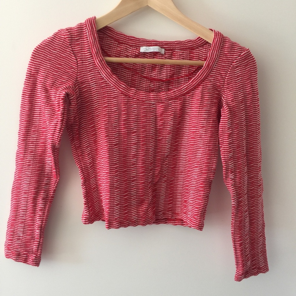 Red & White stripe Zara crop top