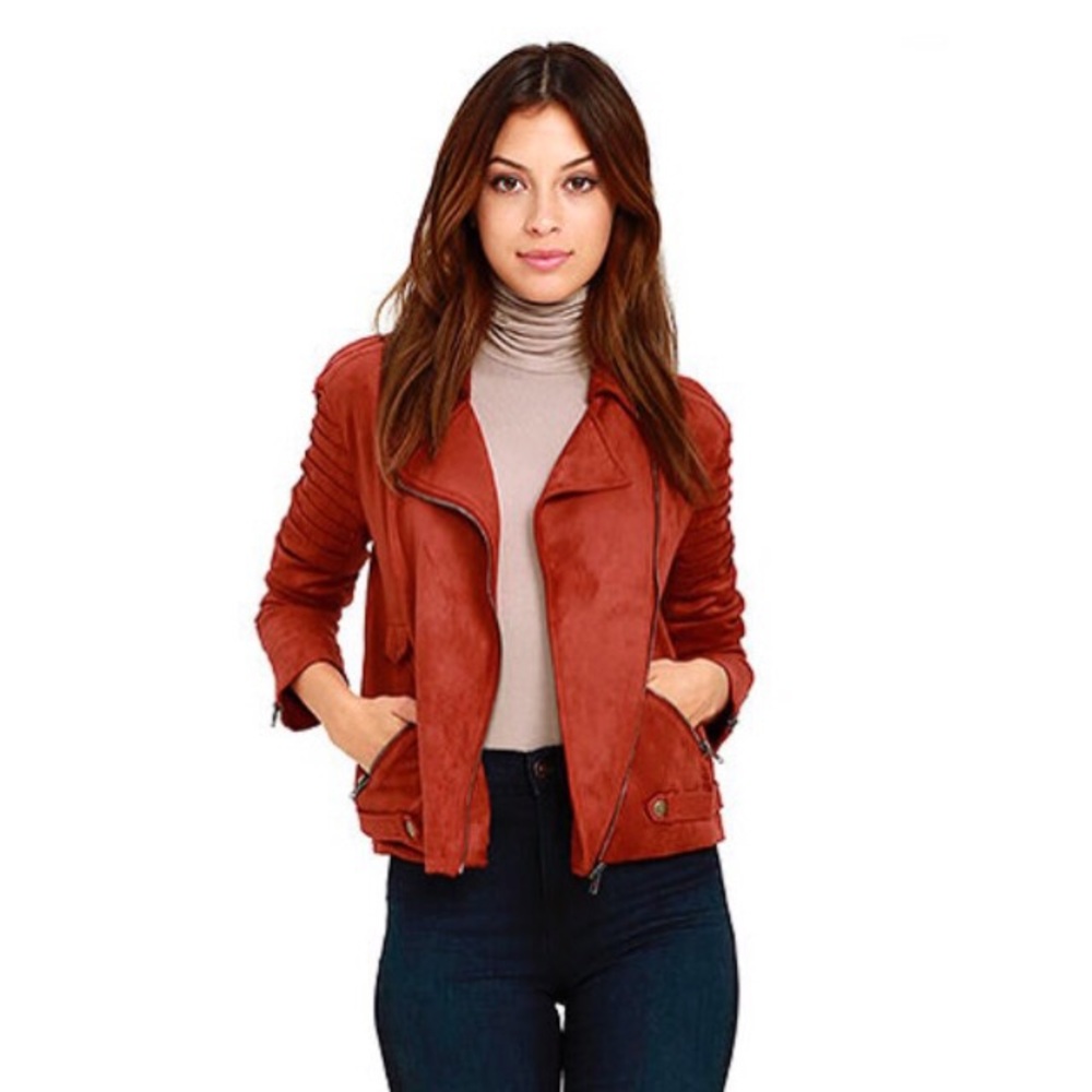 MINKPINK Rust Orange Suede Jacket