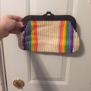 Vintage rainbow woven clutch