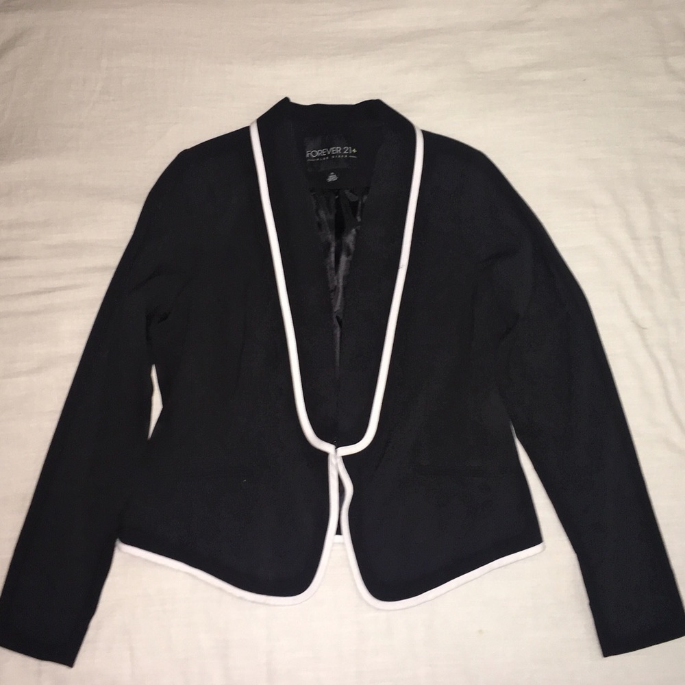 FOREVER 21 | black and white trim blazer |