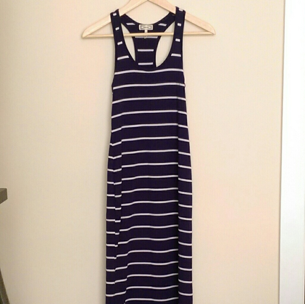 Long fitted nautical dress