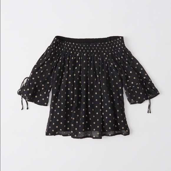 black and gold off the shoulder top