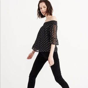 Abercrombie & Fitch Off the Shoulder Polka Dot Top