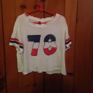 White, red and blue crop top