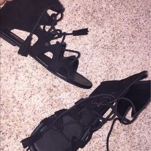 Black lace up sandals