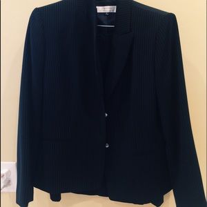 Black with white pinstripes suit