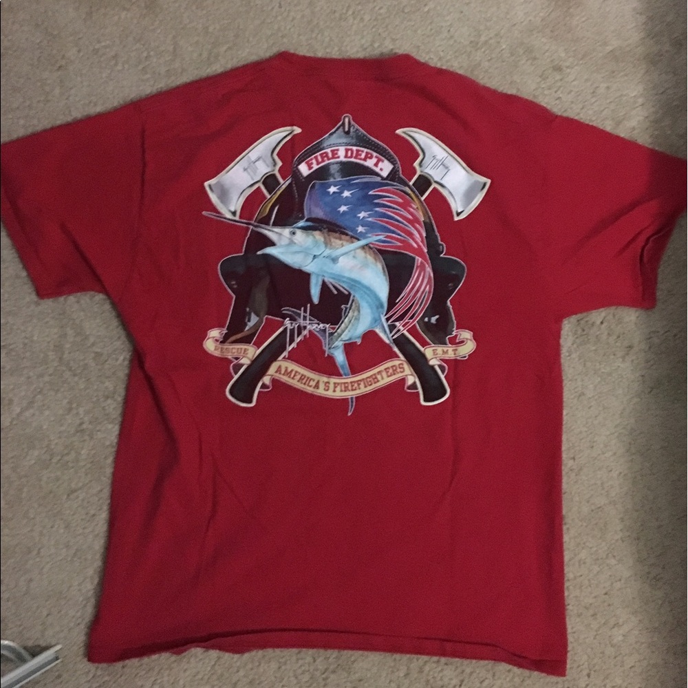 Guy Harvey Short sleeve Red pocket T-shirt