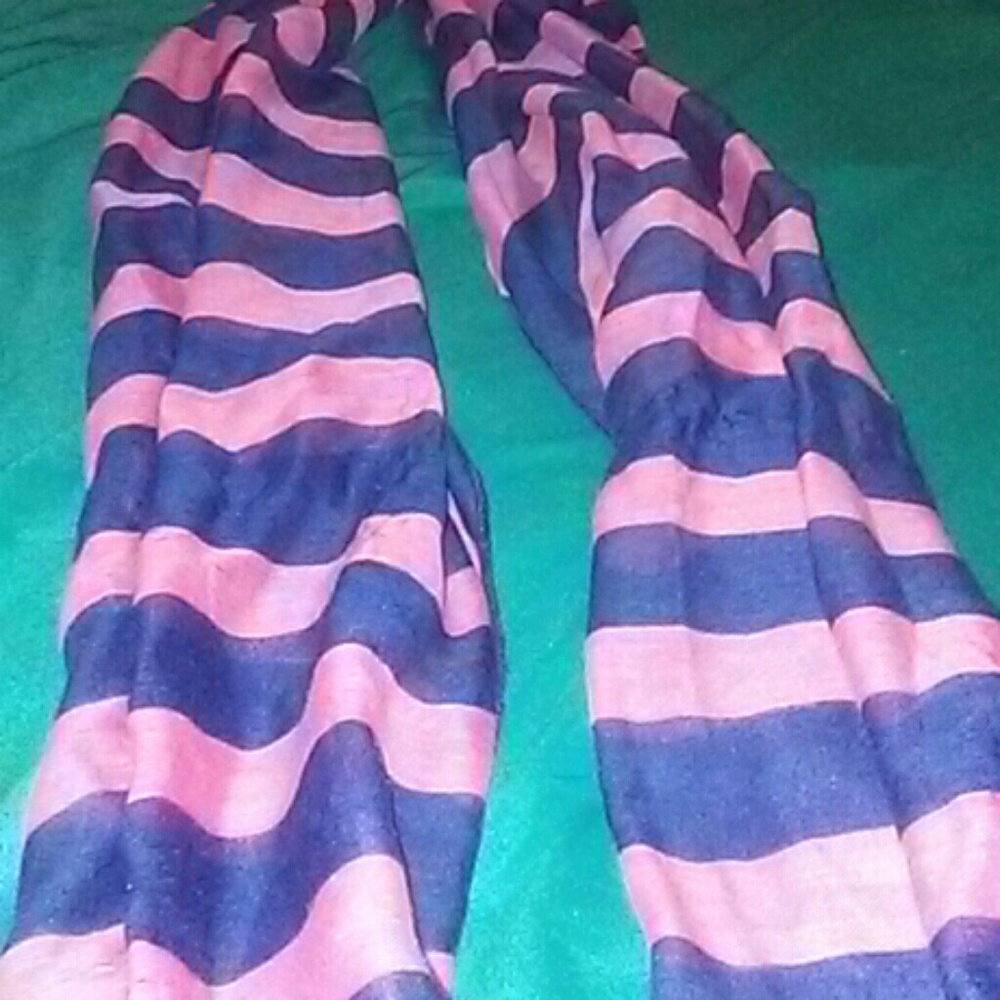 Thin soft navy blue and pink scarf