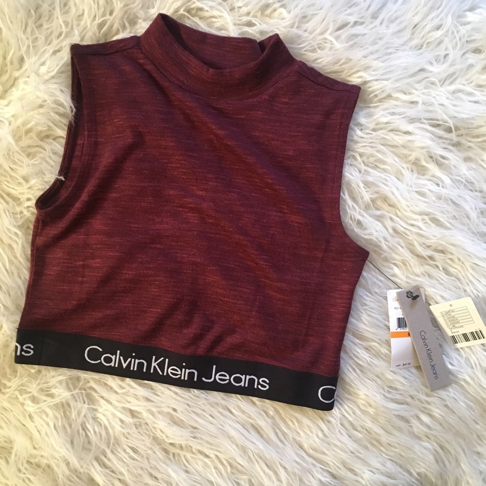 SOLD Calvin Klein Jeans mock neck banded crop top - Picture 1 of 2