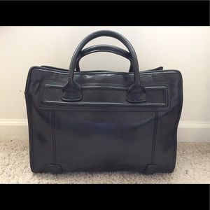 Zara Black Leather and Leopard Print Satchel