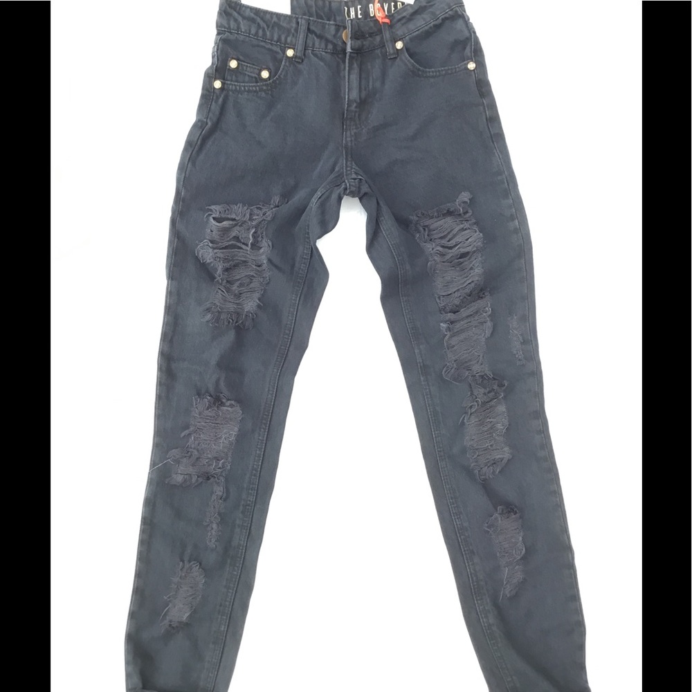 Cotton On black distressed jeans size 00