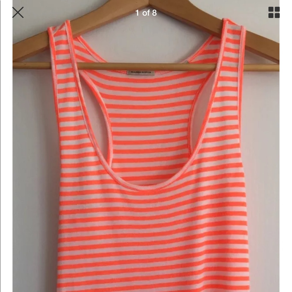 Maison Scotch Striped Racer Back Tank Top SZ 2