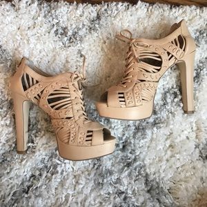 Gianni Bini Leather tie up ankle boots