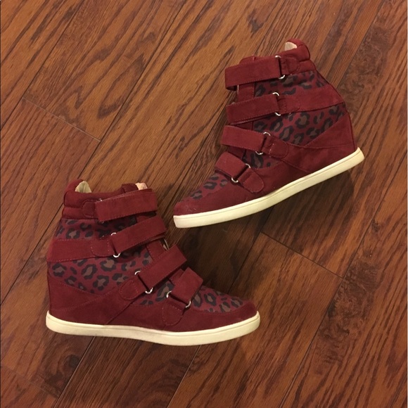 maroon sneaker wedges