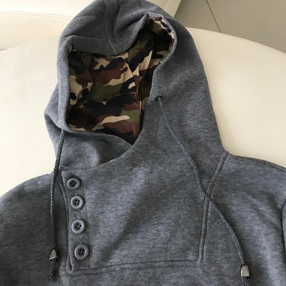 Long sleeve cotton blend hoodie - Picture 2 of 5