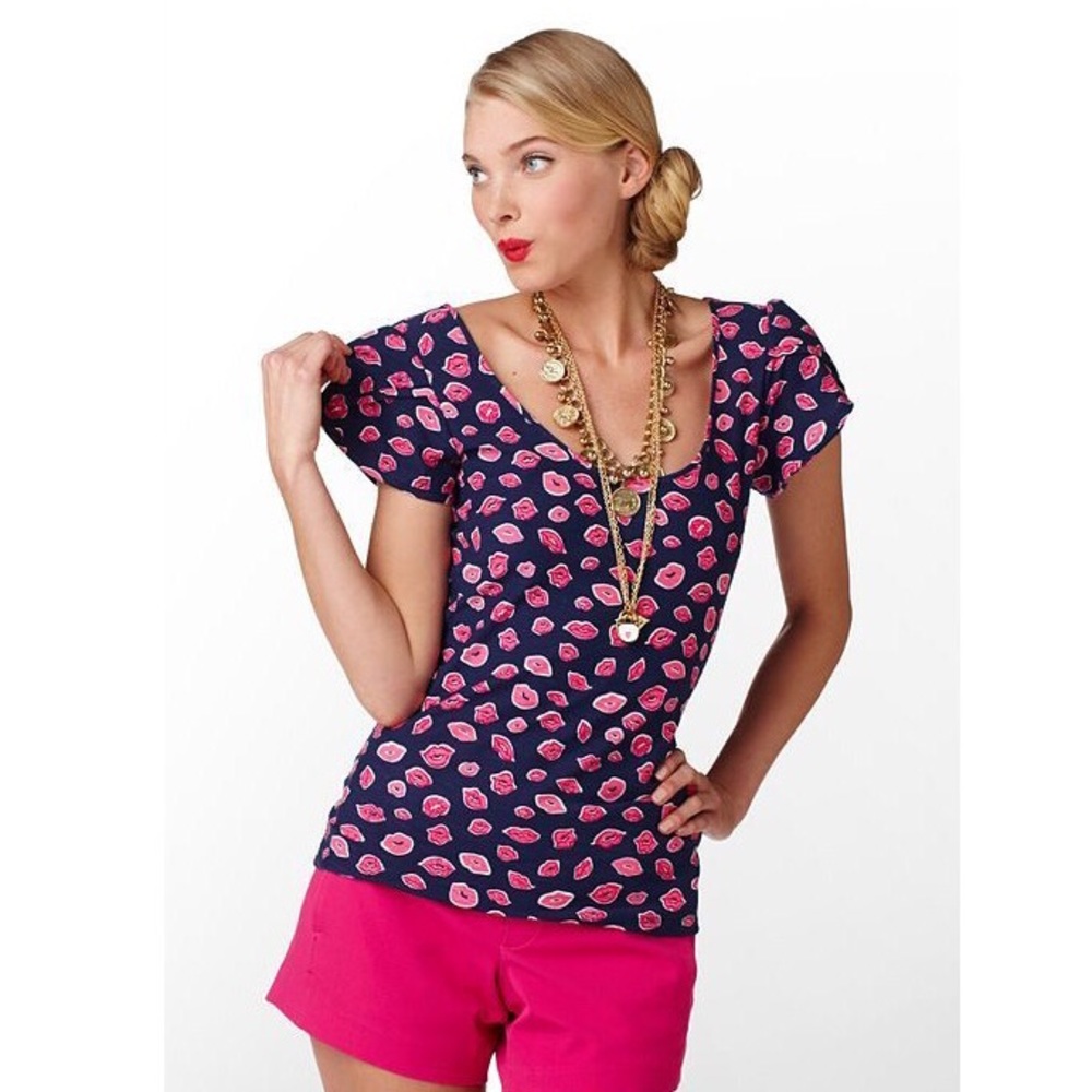 Lilly Pulitzer🌴Audrey Top Bright Navy Bocce