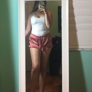 Satin pink/ coral shorts