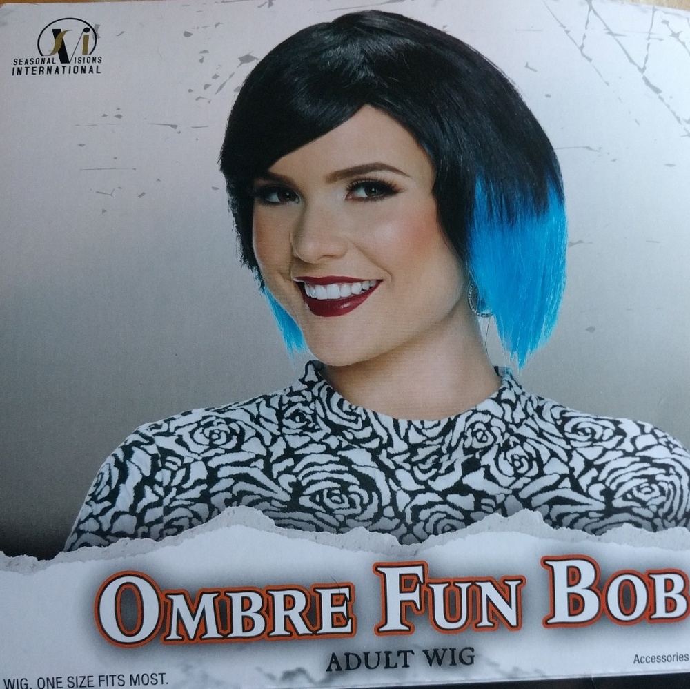 Black and blue ombre costume wig