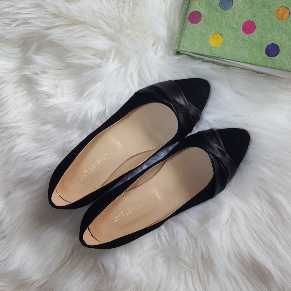 Black Suede Wedge Flats