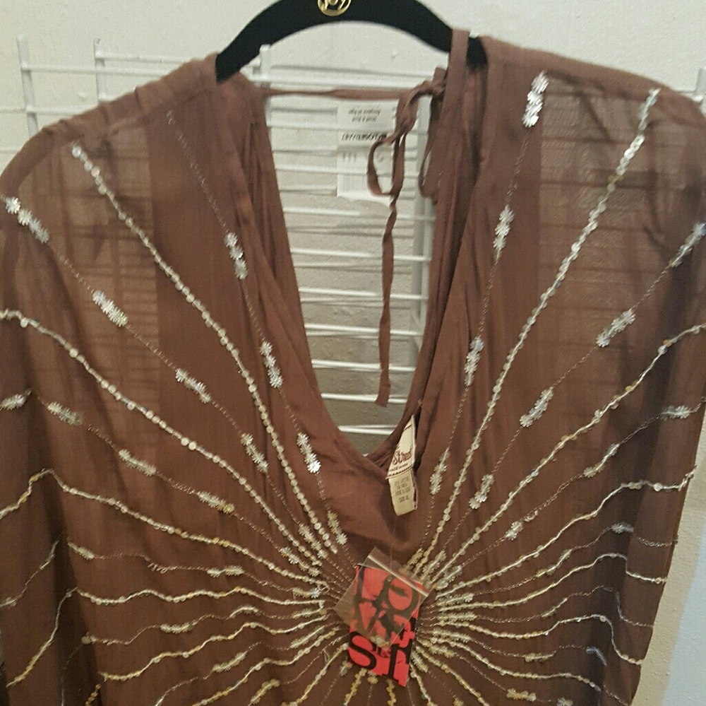 Brown Shirt with Silver Trim