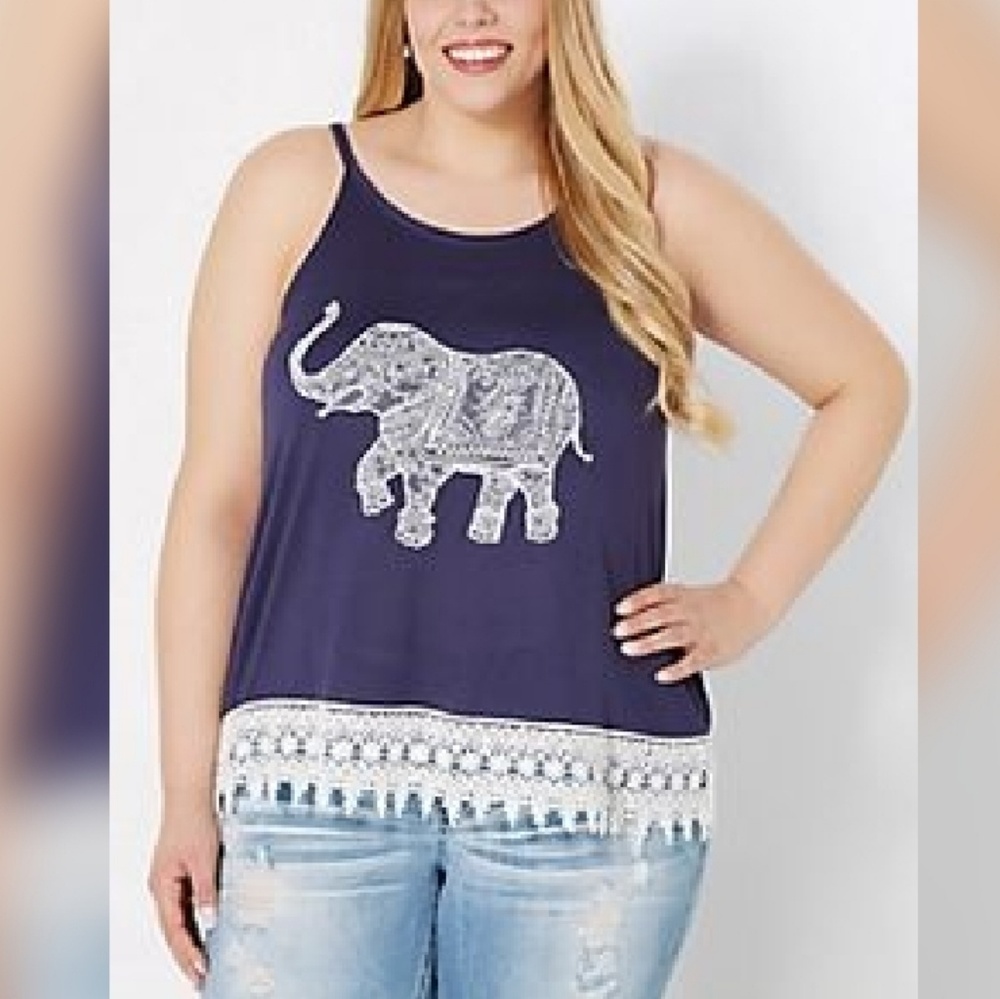 *PRICE DROP* Rue21 Crochet Elephant Tank Top 3X