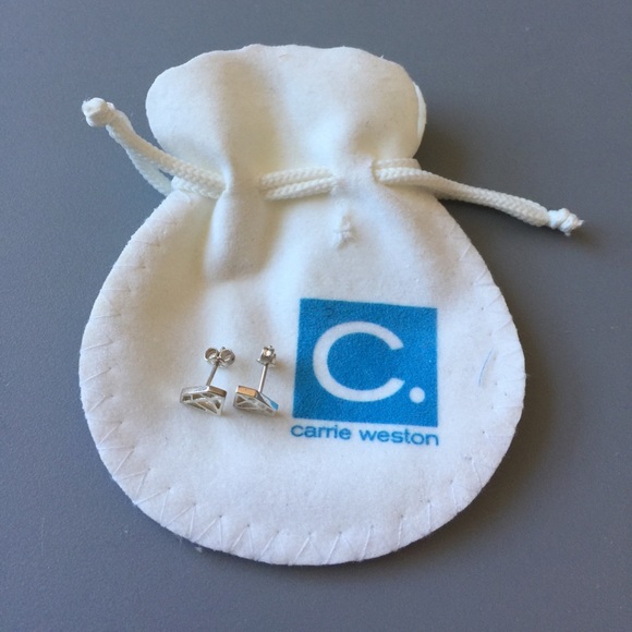Carrie Weston Silver Diamond Outline Earrings - Picture 1 of 3