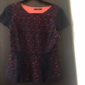 Tahari peplum lace shirt