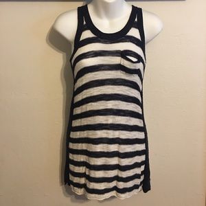 White & blue stripped woven tank