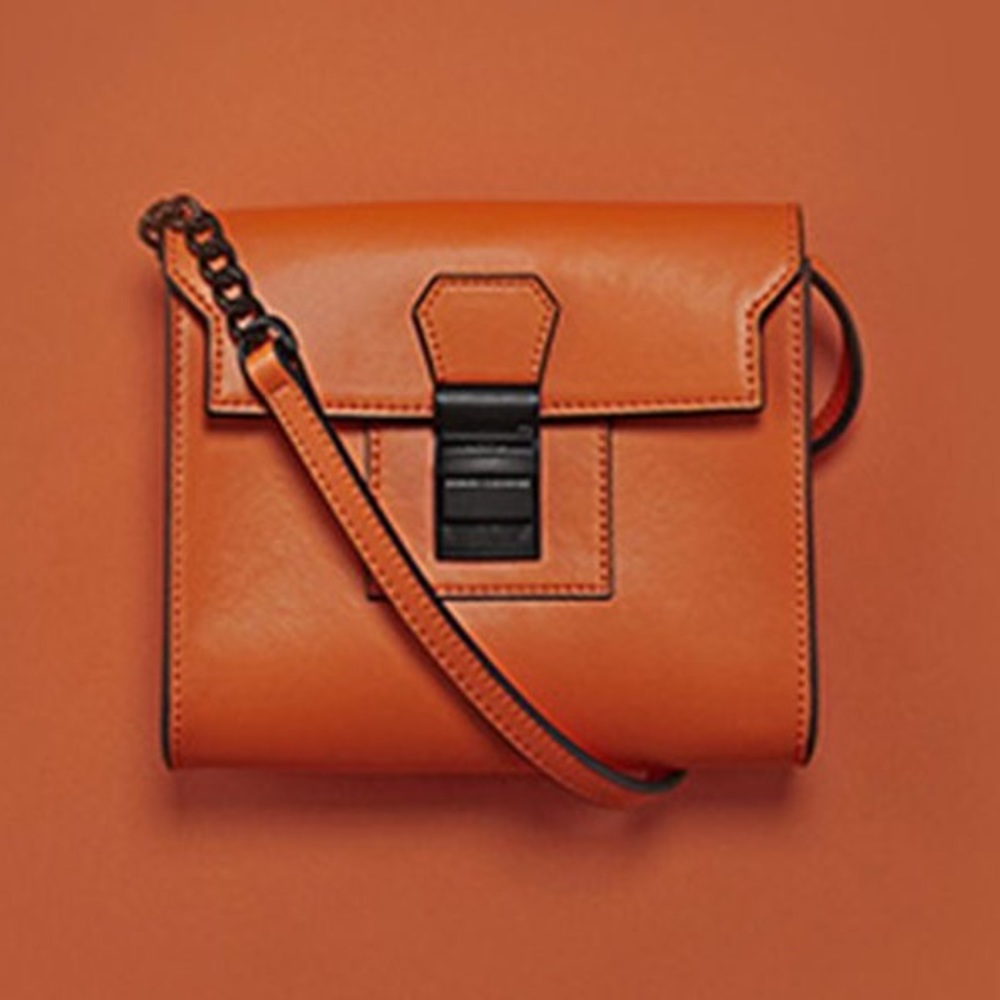 Armani Exchange Orange Nappa Leather Crossbody Bag