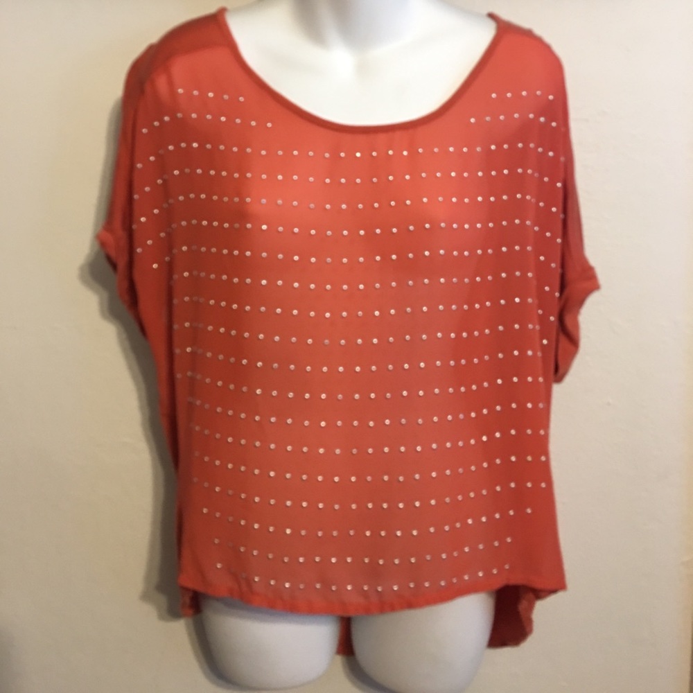 Burnt orange studded blouse