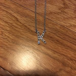 Diamond chip k necklace