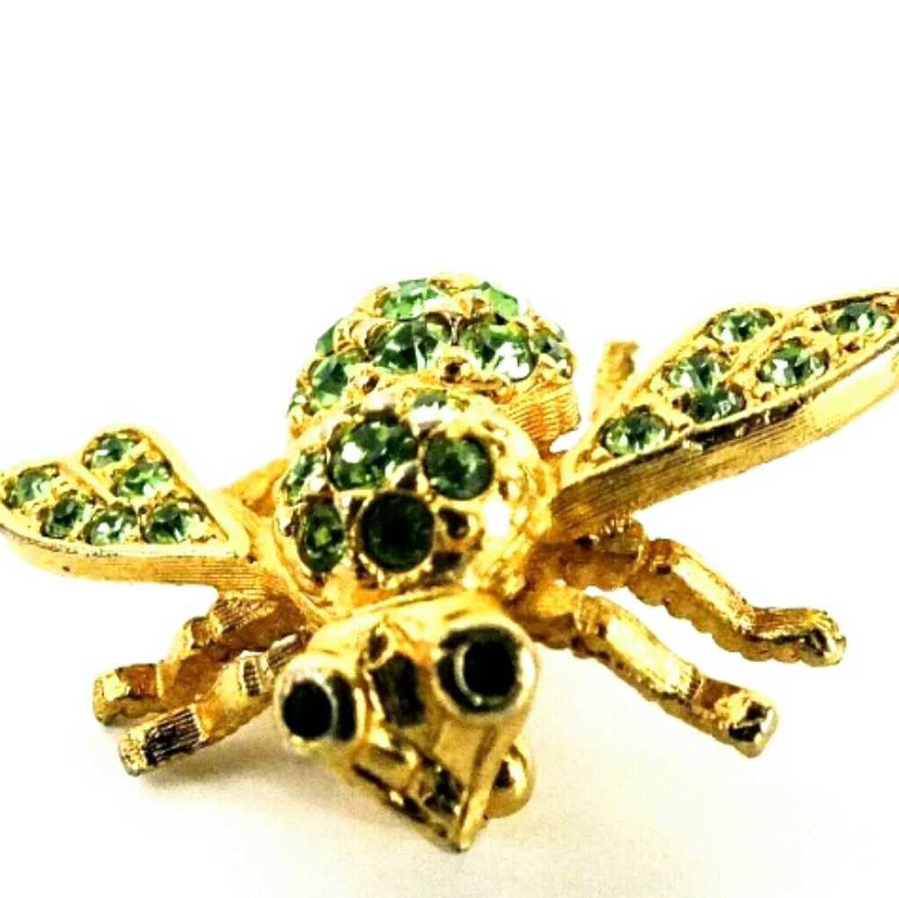 Joan Rivers Emerald Green Bubble Bee Brooch Pin