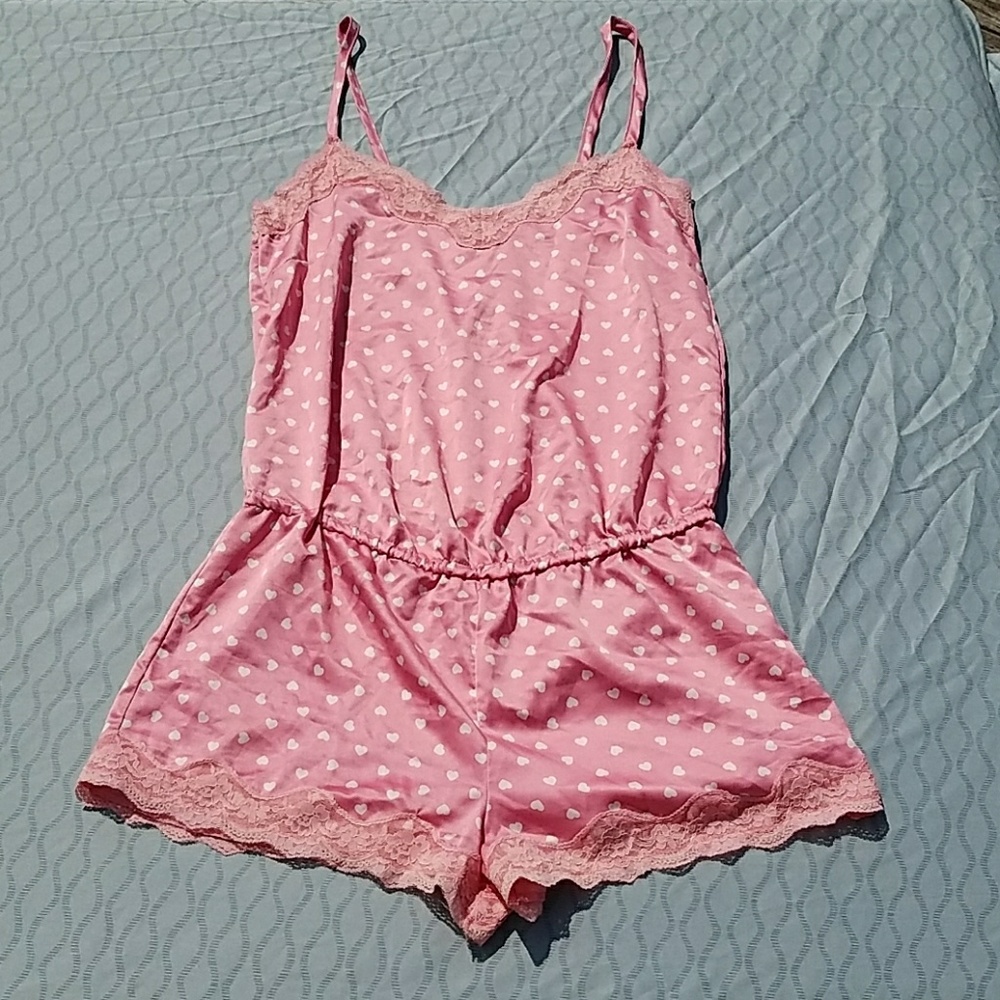 Flirty silky pink romper