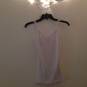 White horizontal lined tank top