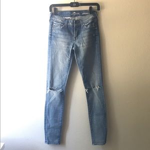 7 for all mankind ripped skinny ripped jeans