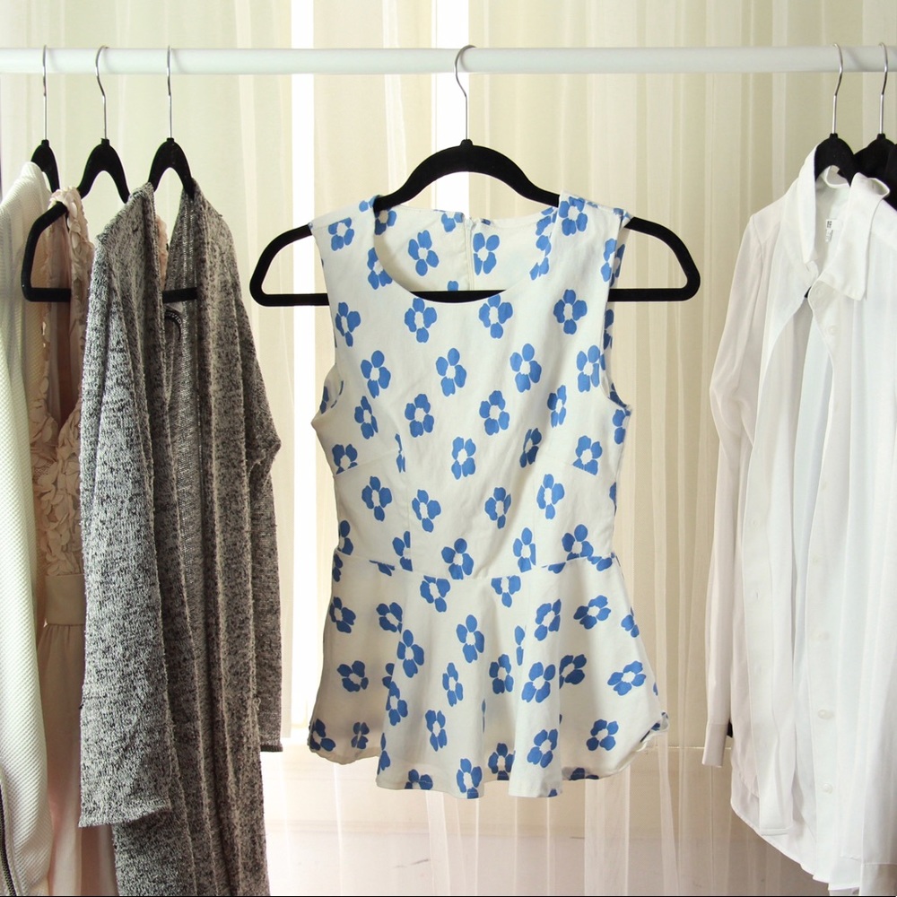 Blue Flower Peplum Shirt