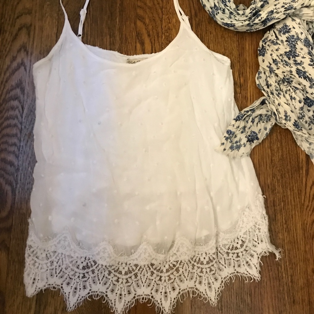 Lucky Brand Lace Polka Dot Tank