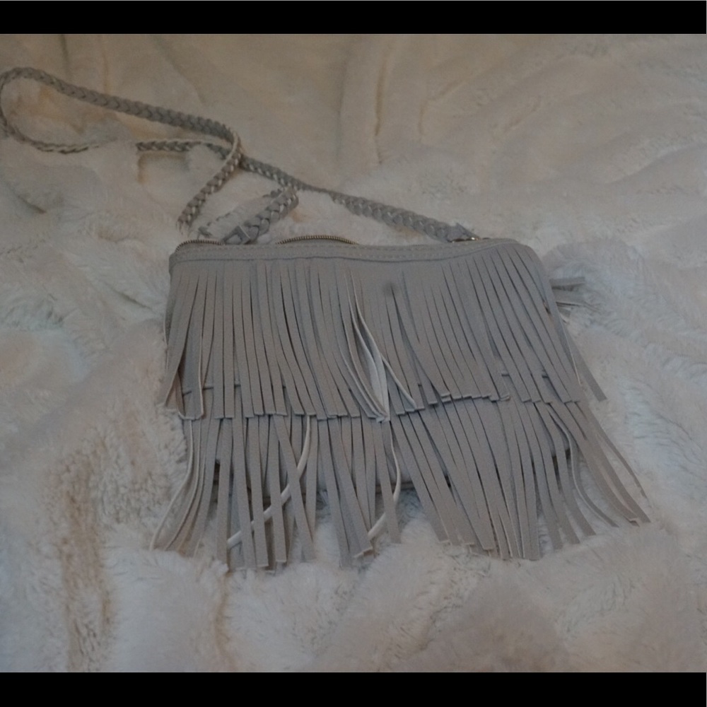 H&M fringed grey crossbody purse
