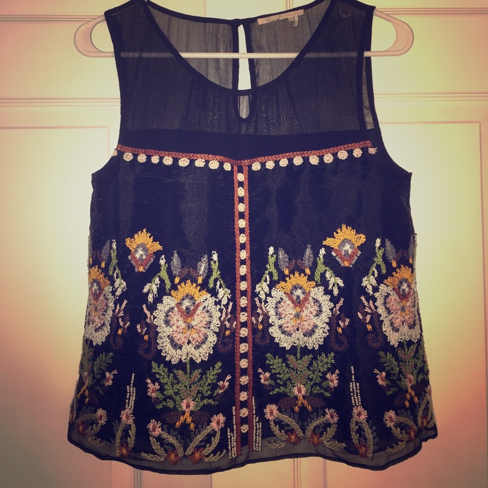 ANTHROPOLOGIE embroidered and sequined blouse