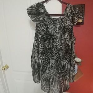 Ruffled Neckline Chiffon Blouse