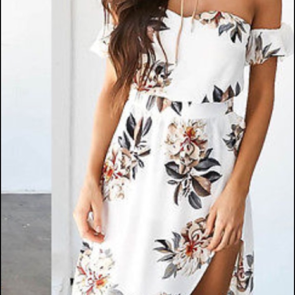 🌸"Olivia" ll Floral Off Shoulder Split Dress 🌸 - Picture 2 of 8