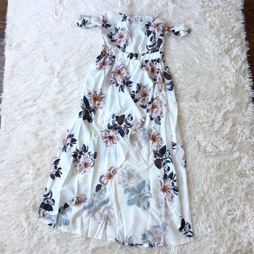 🌸"Olivia" ll Floral Off Shoulder Split Dress 🌸 - Picture 4 of 8