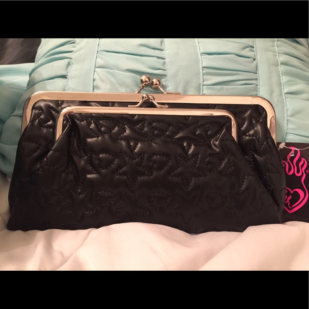 New Torrid black stars & hearts clutch purse