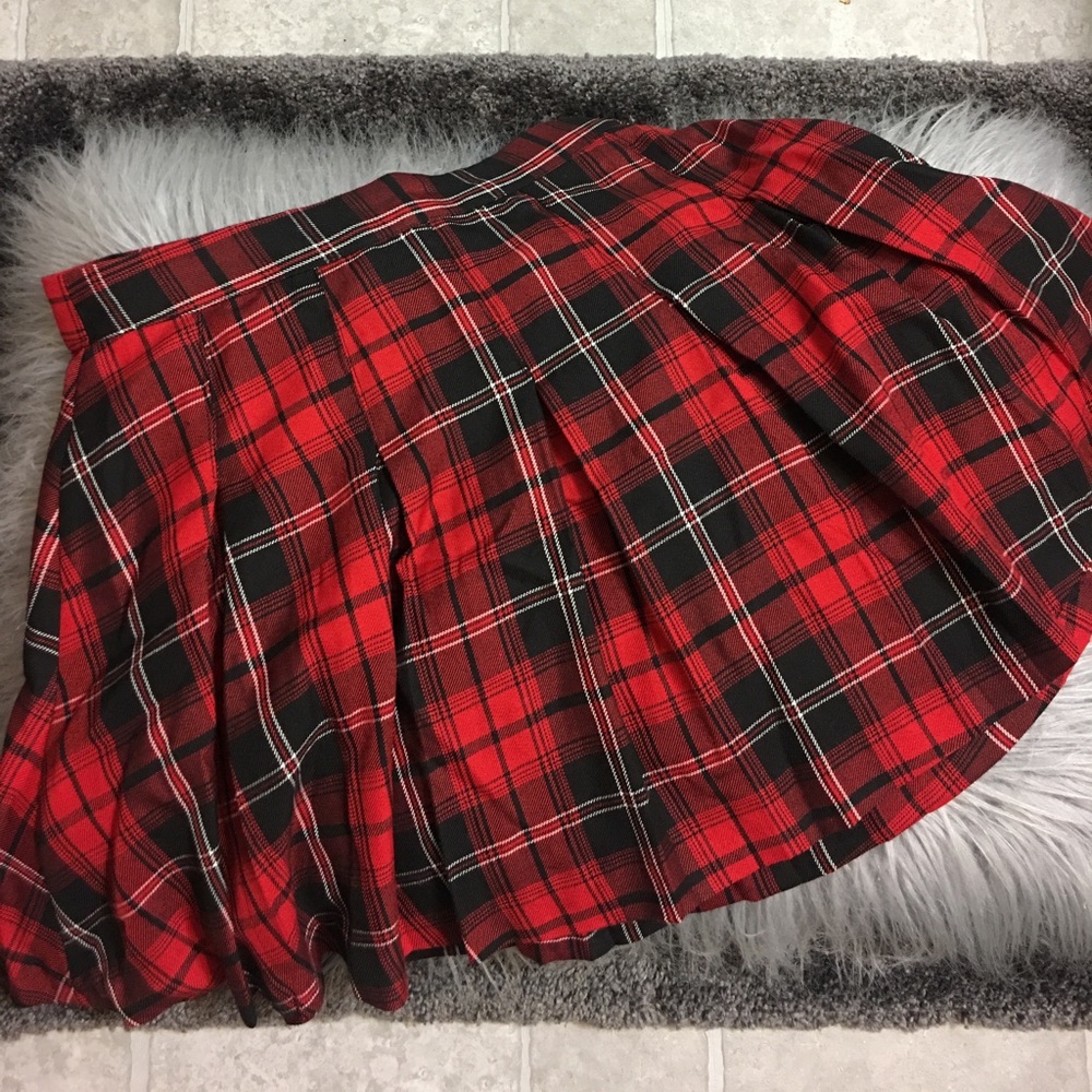 Plaid Hi-waist skater skirt