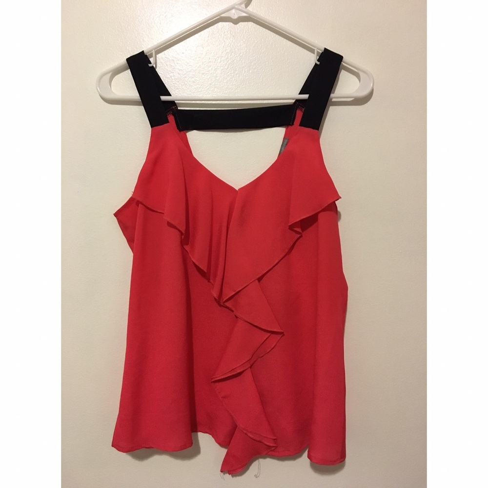 Red ruffled tank