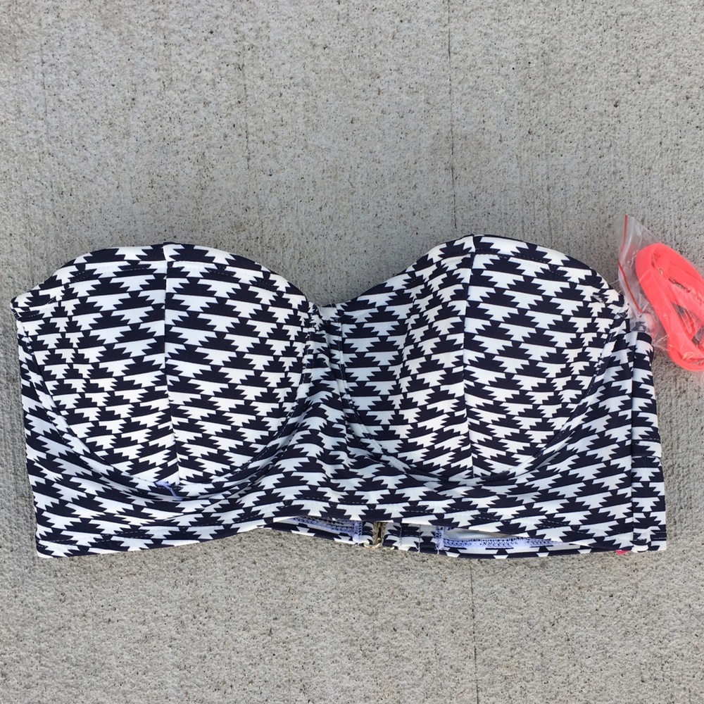 NEW Xhilaration Blue White Bikini Top  size Large