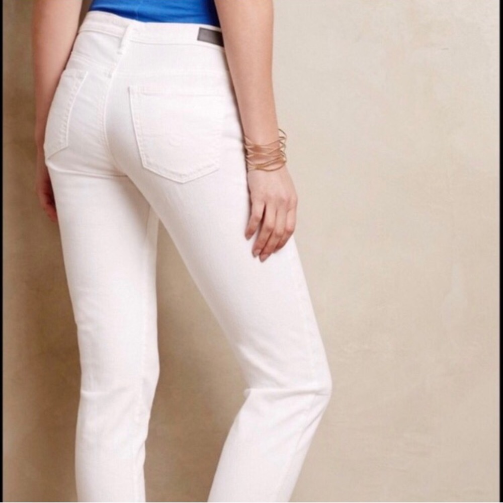 AG Stevie White slim straight denim jeans