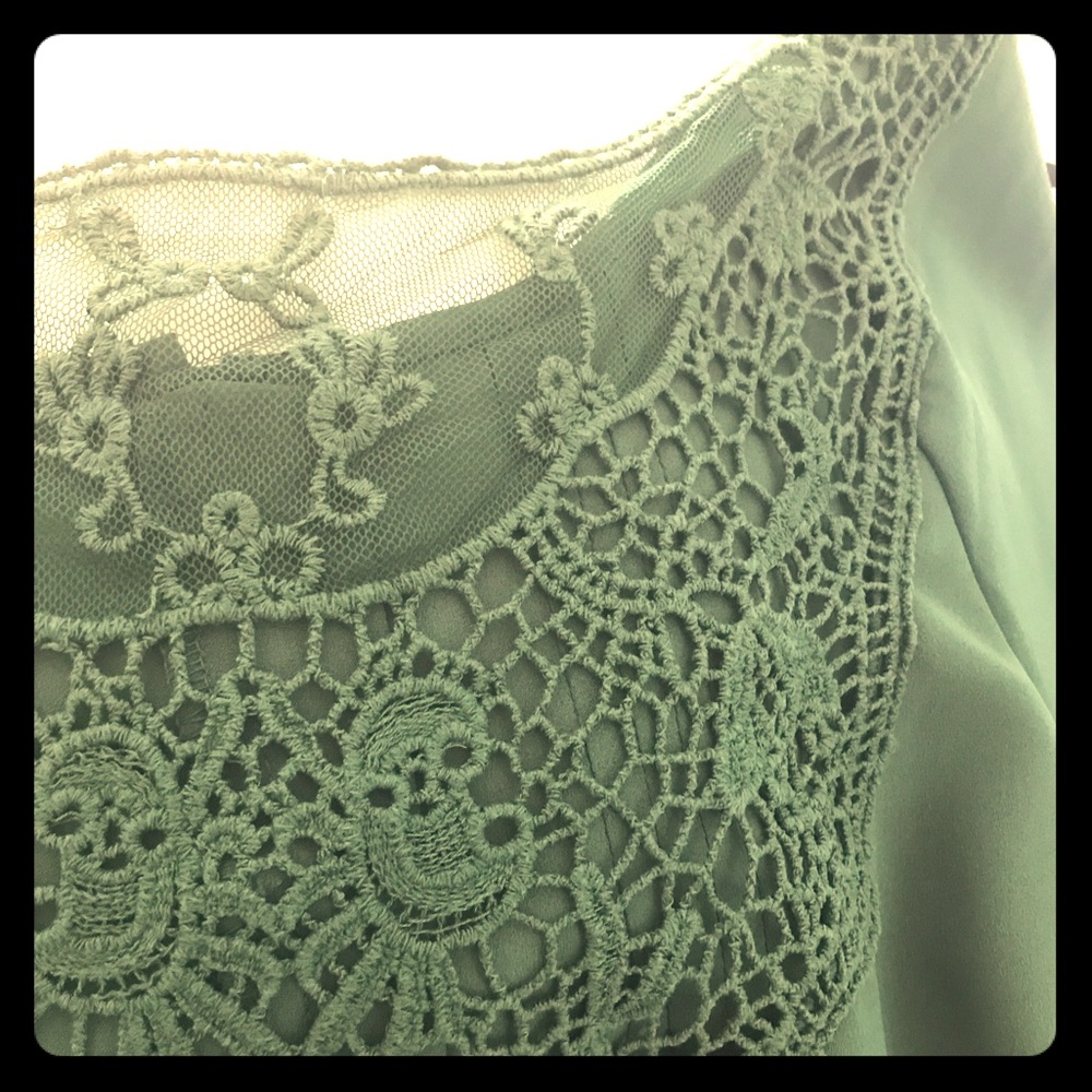 Green lace back blouse