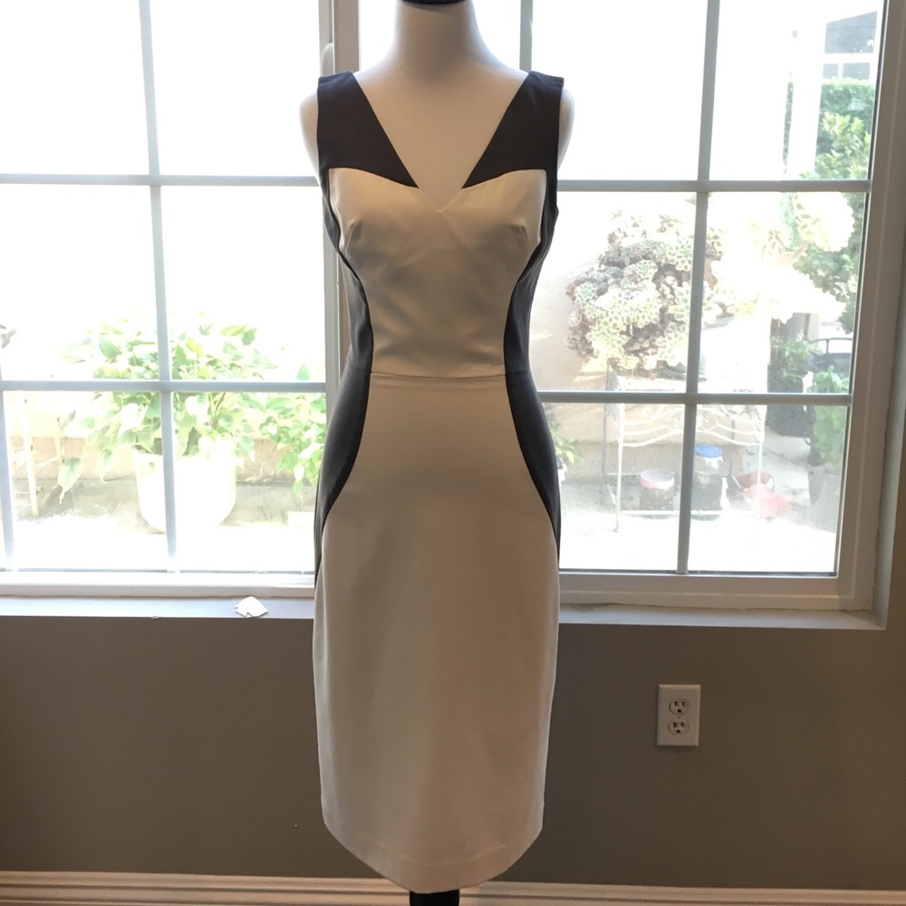 Black Halo color blocked shift dress