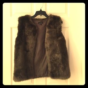 Olive Green Fur TopShop Vest
